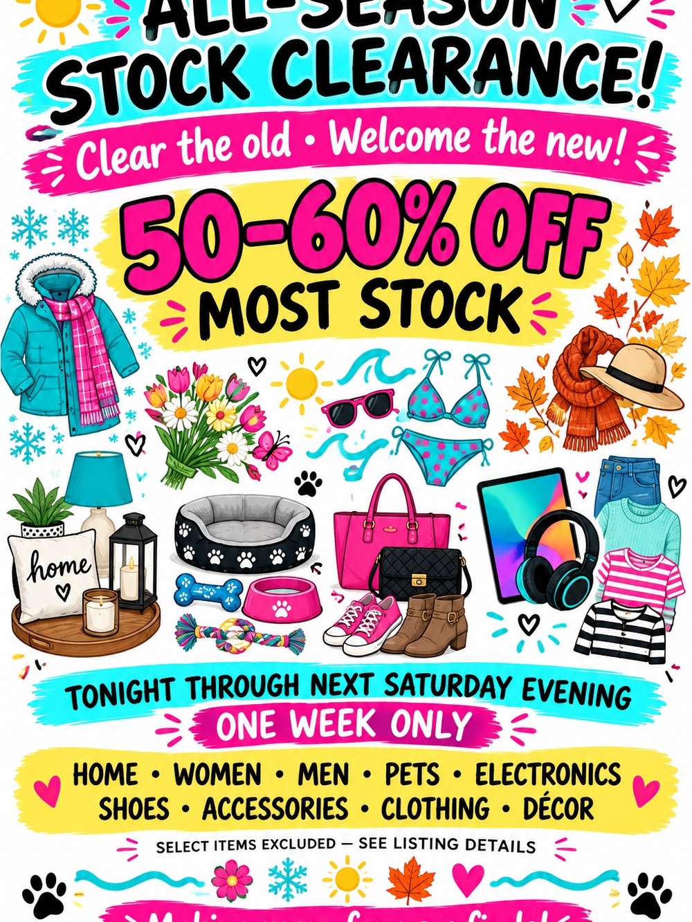 🎉 ALL-SEASON STOCK CLEARANCE SALE! 🎉